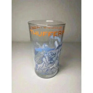 Vintage 1974 Warner Bros. Taz Daffy Porky Pig 4" Glass Cup Thufferin' Thuccotash